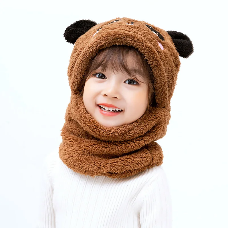 Детский бархатный теплый милый осенне зимний модный слюнявчик для мальчиков и