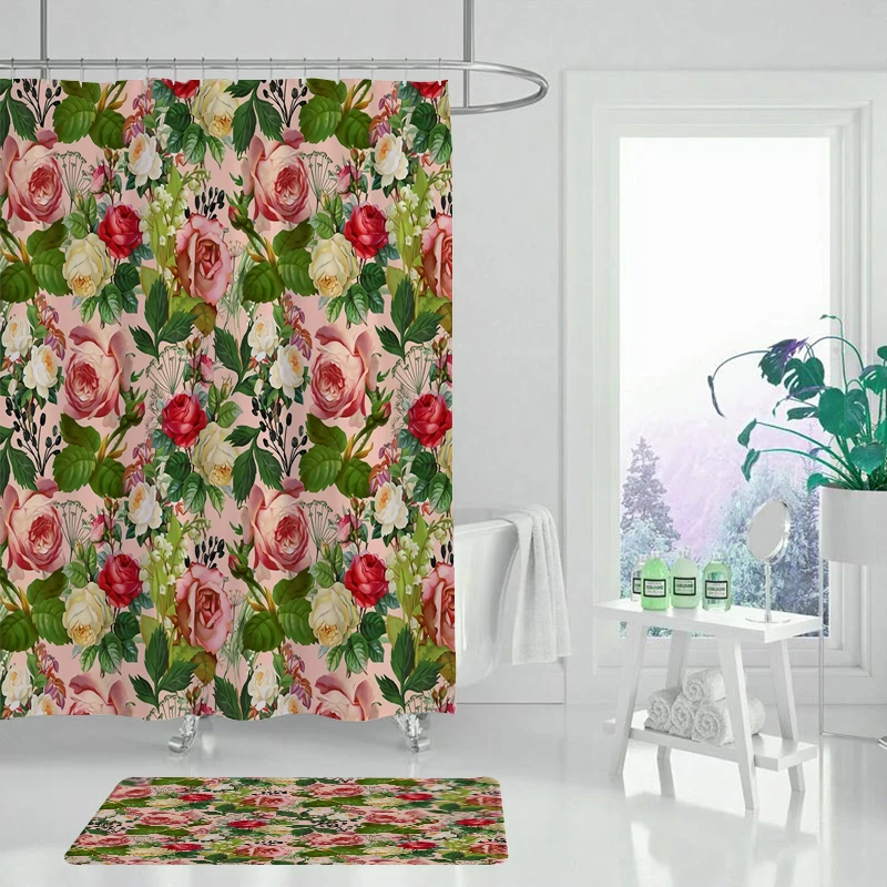 Свежее растение занавеска для душа бамбуковая Ванна лотоса с одной печатью