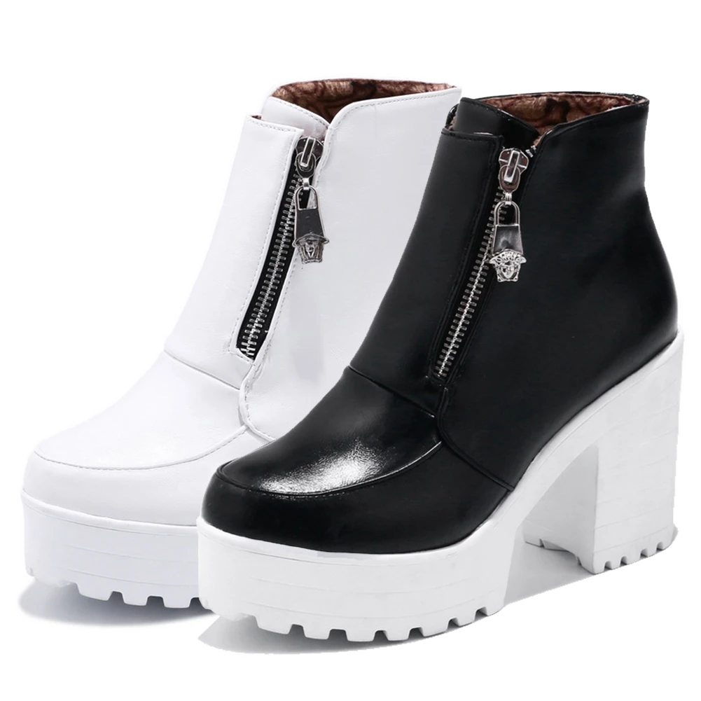 SARAIRIS/Новинка большие размеры 33-43 Модные ботильоны на молнии женские высокой