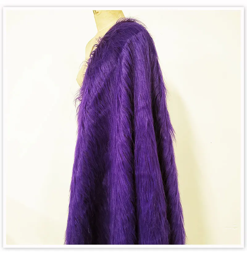 Luxury purple 9cm plush faux fur fabric for winter coat vest stage cosplay decor long fur fabric tissue DIY 150*50cm 1pc SP5419