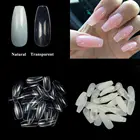 500 шт.пакет прозрачныйнатуральный искусственные накладные ногти для ног, полного покрытия, французский Ложные Маникюр для Неил арта украшения для кончиков ногтей
