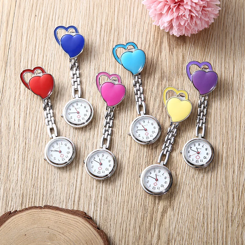 Женские наручные часы с милым сердцем карманные клипсой и карманом медицинские