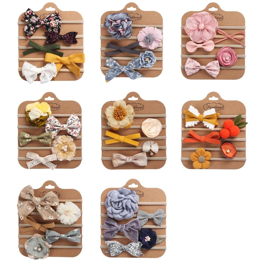 5PCS Baby Headband for Girls Head Band Flower Bow Accessories Kids Headwear Newborn Gift Toddler Hair Accressories | Детская одежда и