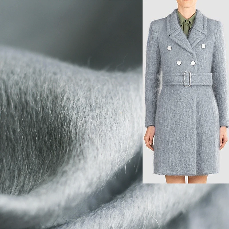 

WhiteWaxberry Blue Grey Water Ripple Alpaca Wool Fabric Garment Materials Winter Women Coat DIY Sewing Cloth Tailor Freeshipping