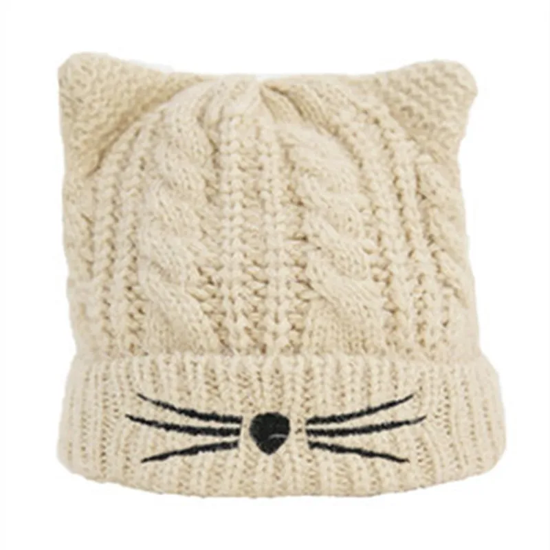 

Hat Female Autumn Winter Korean Edition Baitao Student Plush Thickening Heating Ear Protection Knitting Cute Wool Hat Female