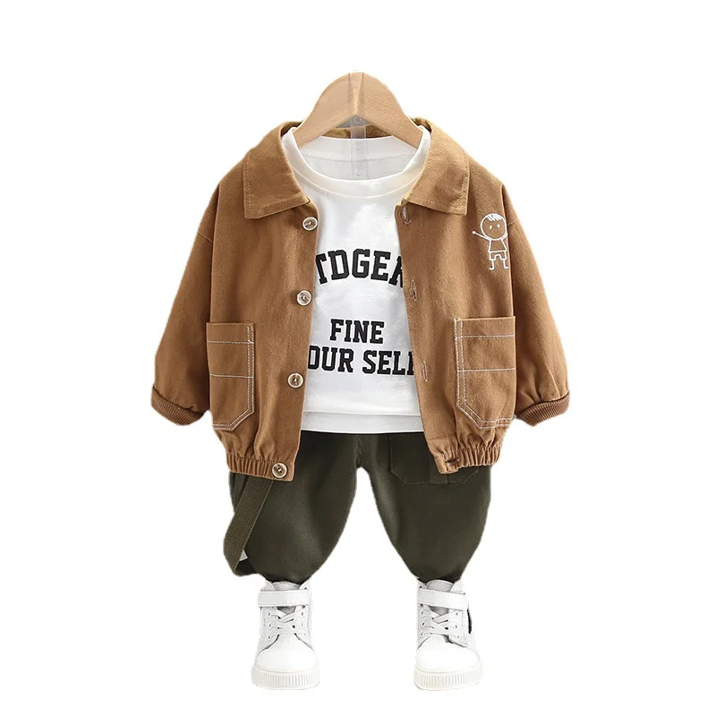 

Новый весенне-осенний модный костюм для мальчиков и девочек, детская хлопковая куртка, футболка и брюки, 3 шт./компл., костюм для малышей, детские спортивные костюмы