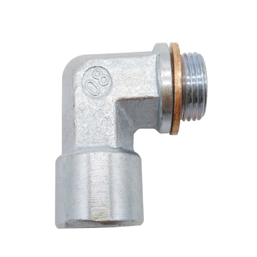 Интерфейс выхлопной кислородный датчик 90 градусов Серебристый Стальной адаптер