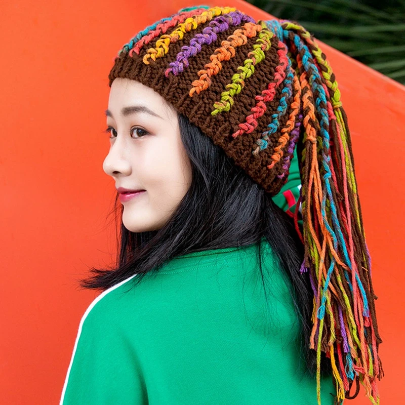 

Dreadlocks Hat DIY Material Hip Hop Style Handmade Knitted Colorful Creative Gifts for Women Braid Hat High Quality Material Bag