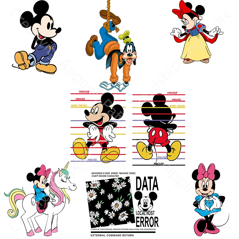 

Cute Mickey Minnie Mouse Fusible Patch on Clothes Thermal Transfer Stickers for Children's Clothing Thermoadhesive Patches Decor