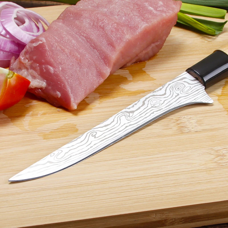 Кухонный нож дамасский профессиональный шеф-повар с лазерным узором 6 дюймов для