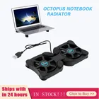 Новый складной вентилятор для ноутбука Mini Octopus с USB-портом, черная охлаждающая подставка с двойными вентиляторами для ноутбука 7-15 дюймов, USB-вентилятор