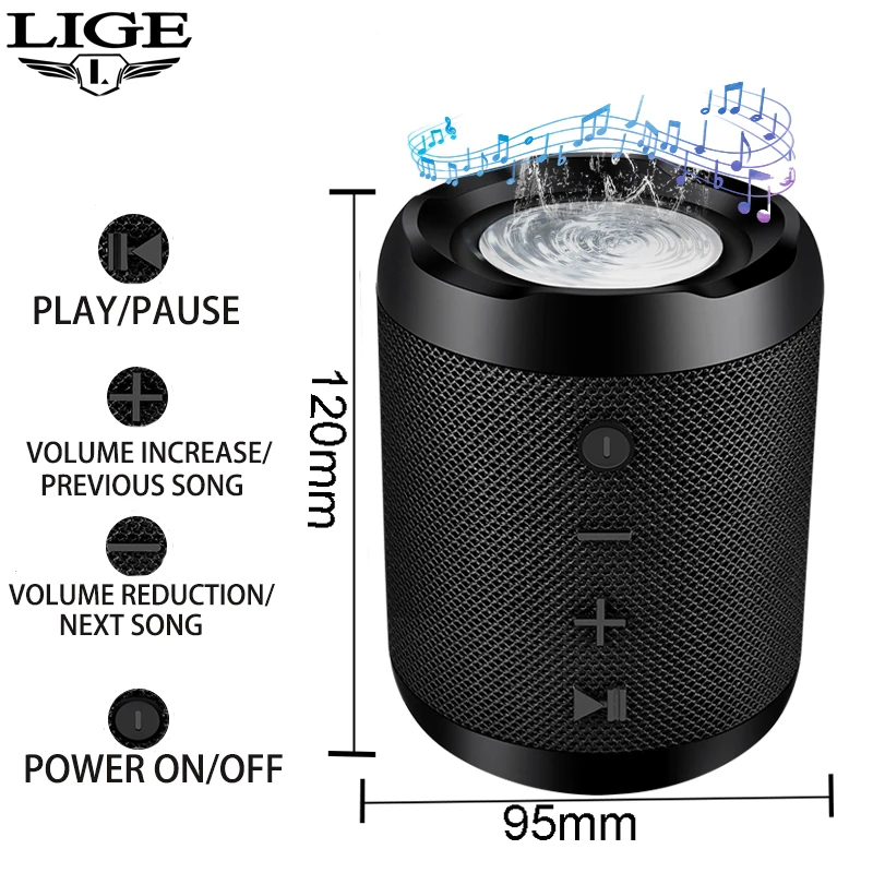 LIGE портативная Bluetooth колонка звуковая система 10 Вт водонепроницаемая уличная