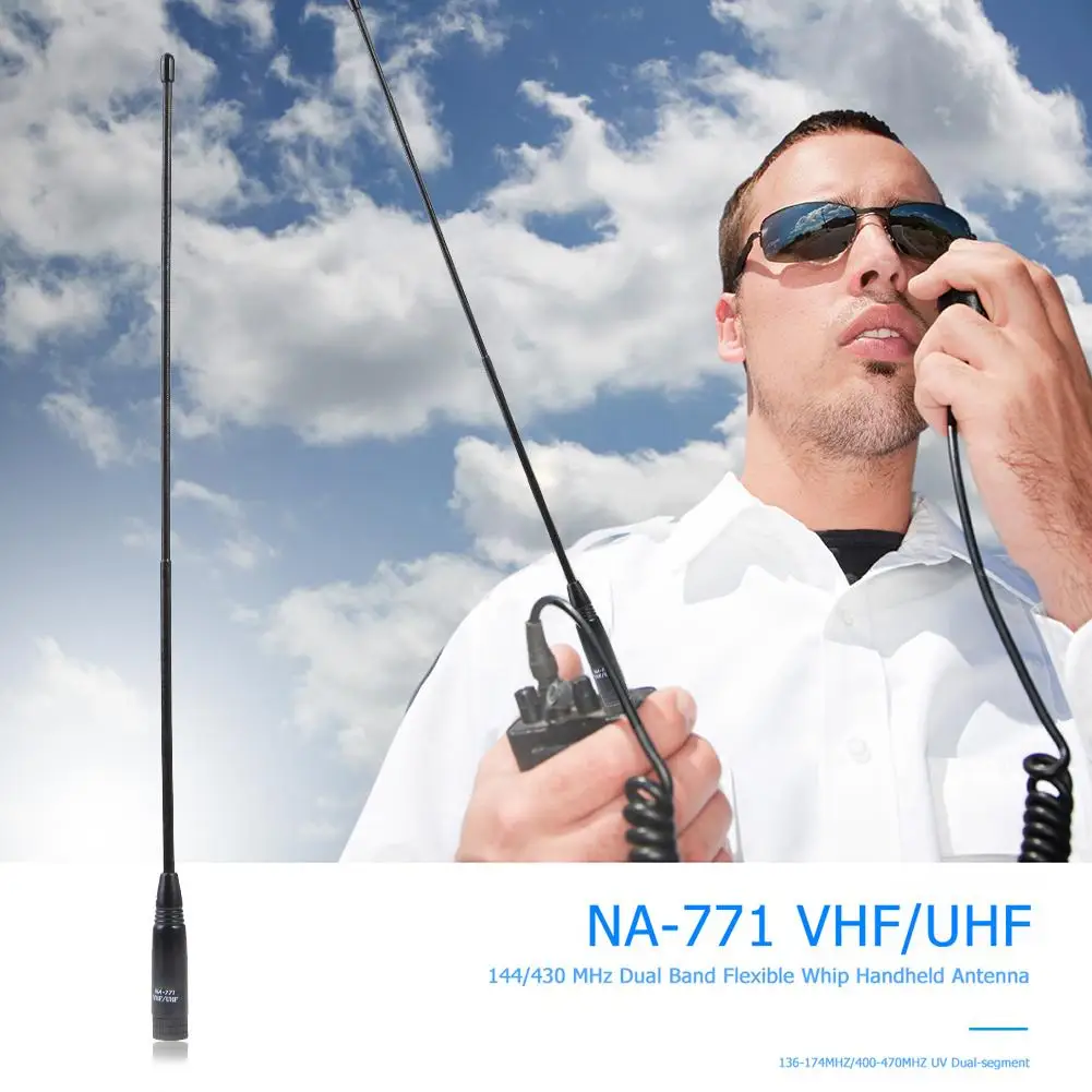 

1pcs NA-771 Dual Band 144/430MHZ SMA-M Male Antenna Black Simple and Durable 2.15dBi 10W for Yaesu BAOFENG Vertex Radio 38cm