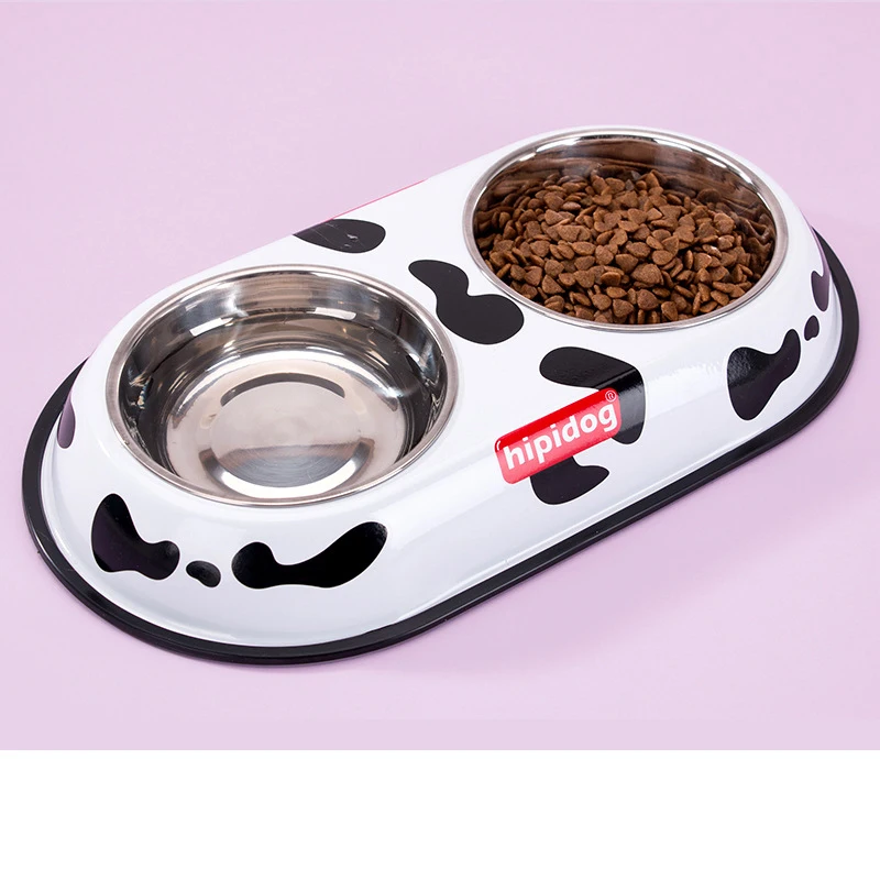 

Pet Dog Duble Bowl Kitten Food Water Feefer Stainless Steel Small Dogs Cats Drinking Dish Feeder for Pet Supplies Feeding Bowls