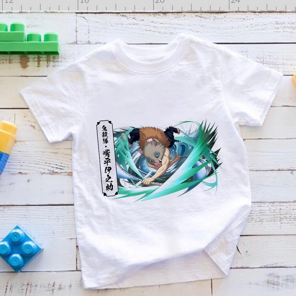 

Anime Children's Clothes Demon Slayer Hashibira Inosuke Graphic Boy Tees Fashion Harajuku Style Baby Toddler Tops Kids Shirt