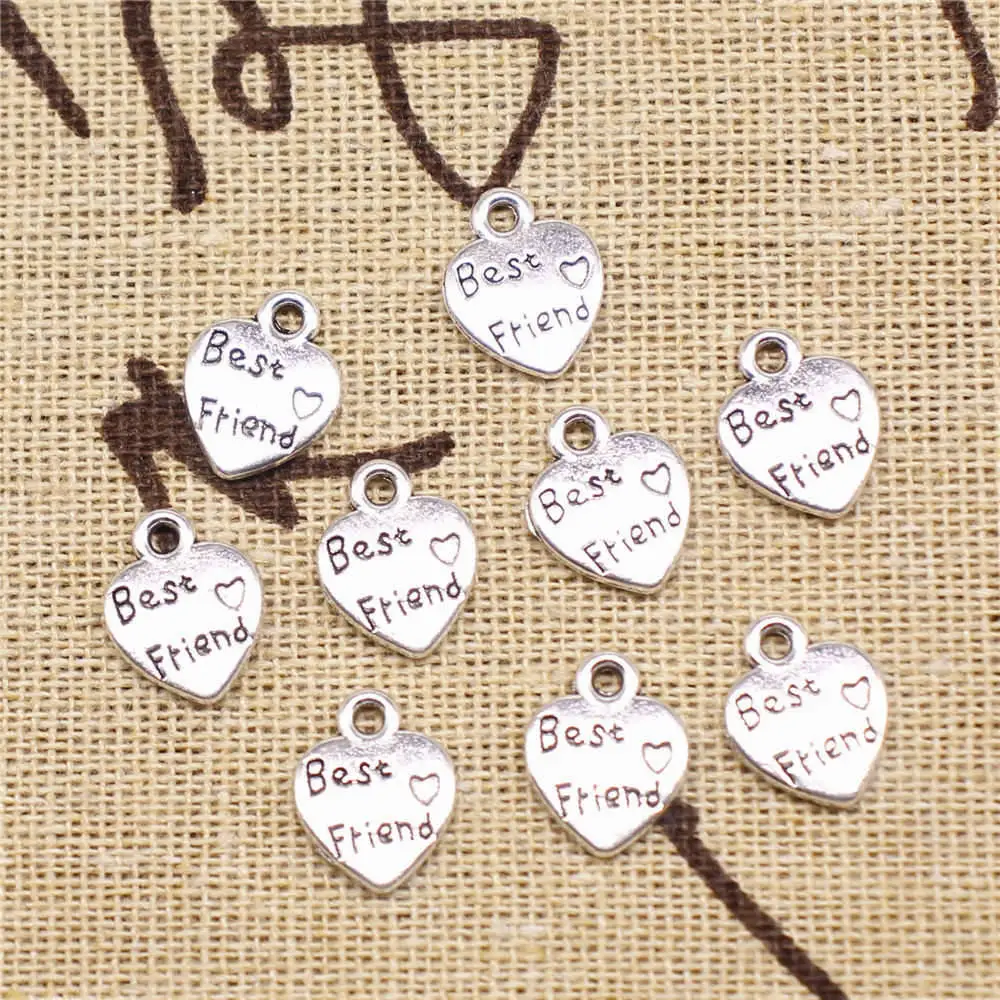 

Подвески для ювелирных изделий, подвески в виде сердца с персиком для лучшего друга, цвет античное серебро, 12x10 мм, 20 шт.