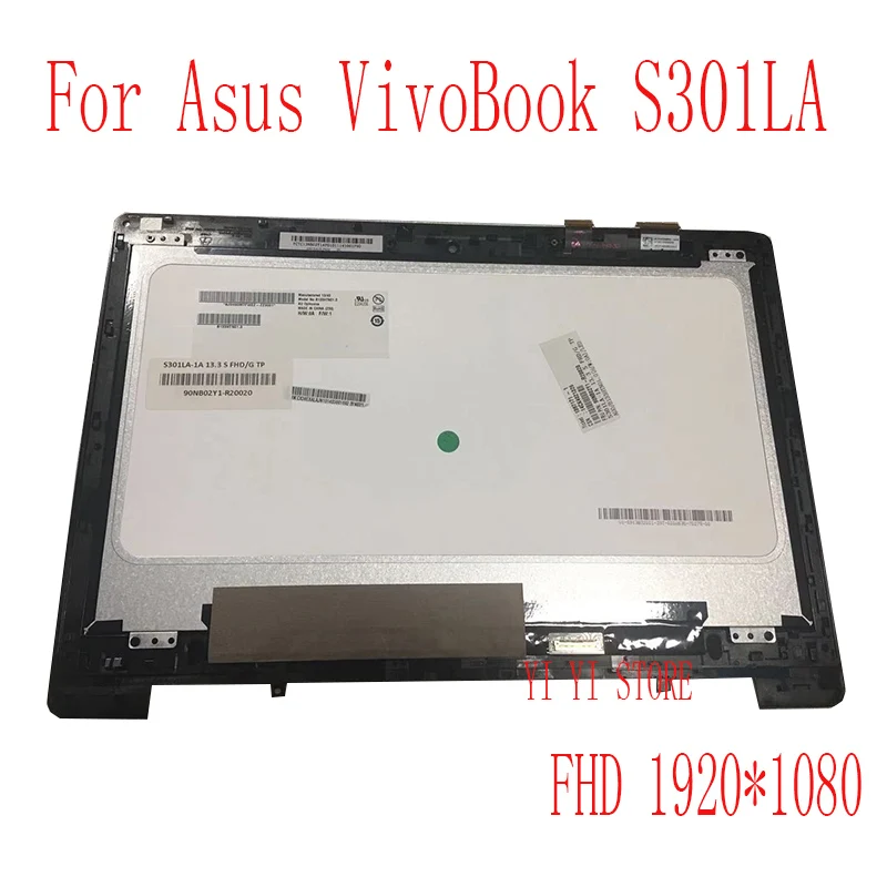 13," для ASUS S301 S301C S301CA S301L S301LA ЖК-экран+ кодирующий преобразователь сенсорного экрана в сборе с рамкой