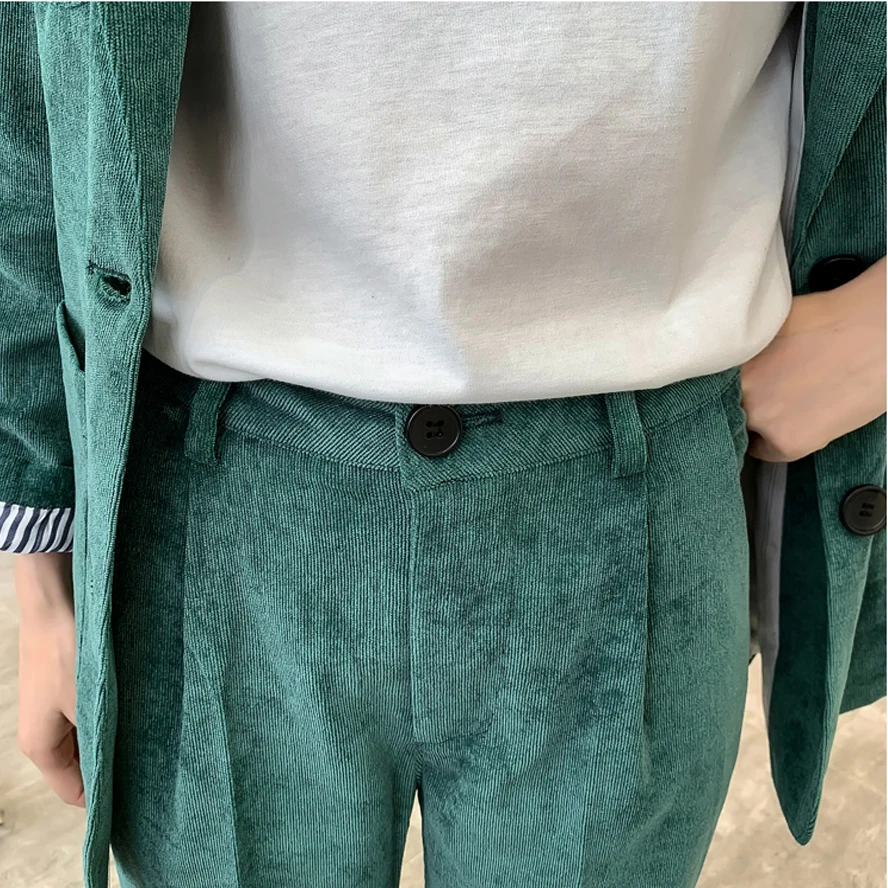 Женские офисные костюмы пиджак и брюки модные новые до щиколотки с высокой