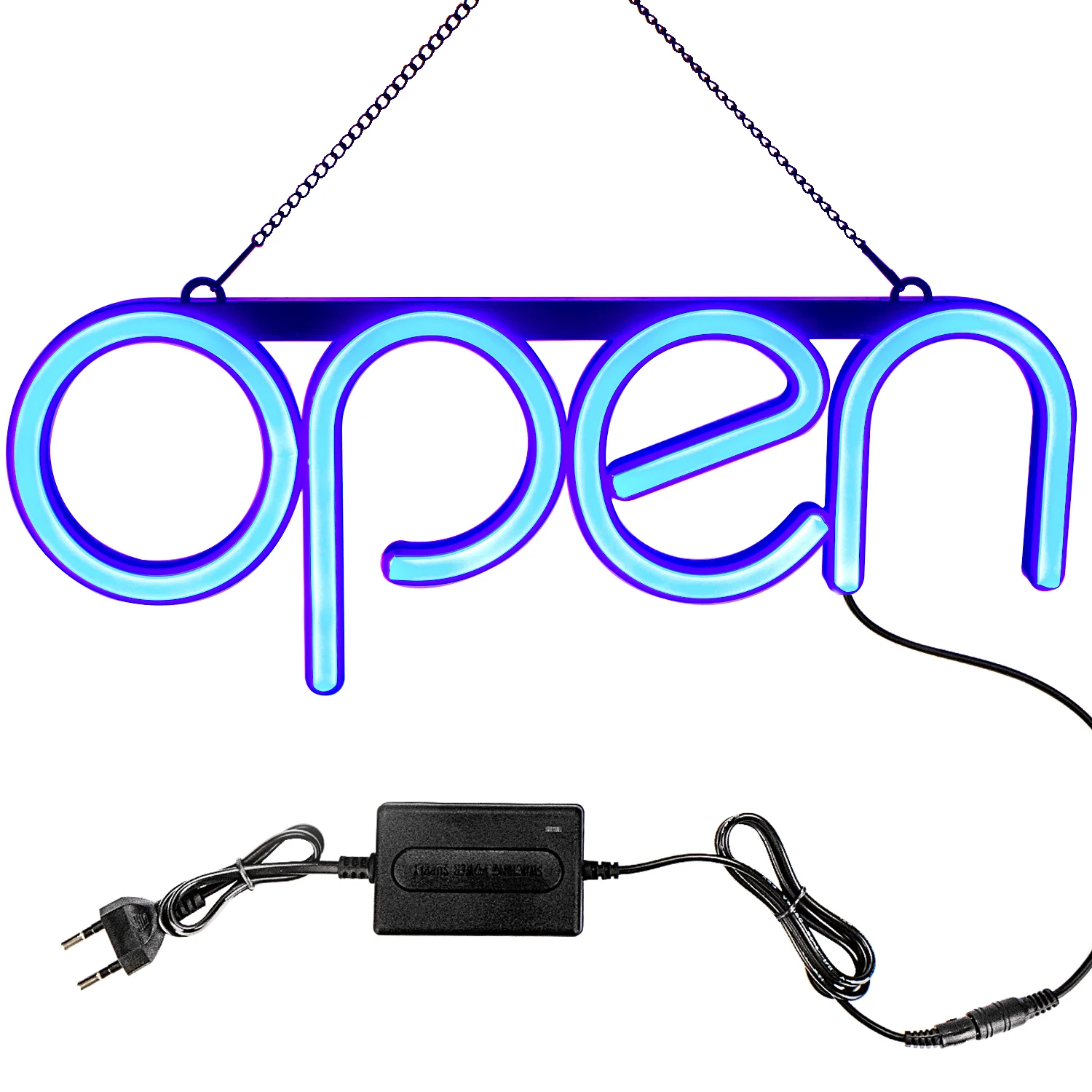 LED Neon Open Sign Blue-Color Light for Business Lightweight & Energy Efficient for Offices Retail Stores Window Storefront