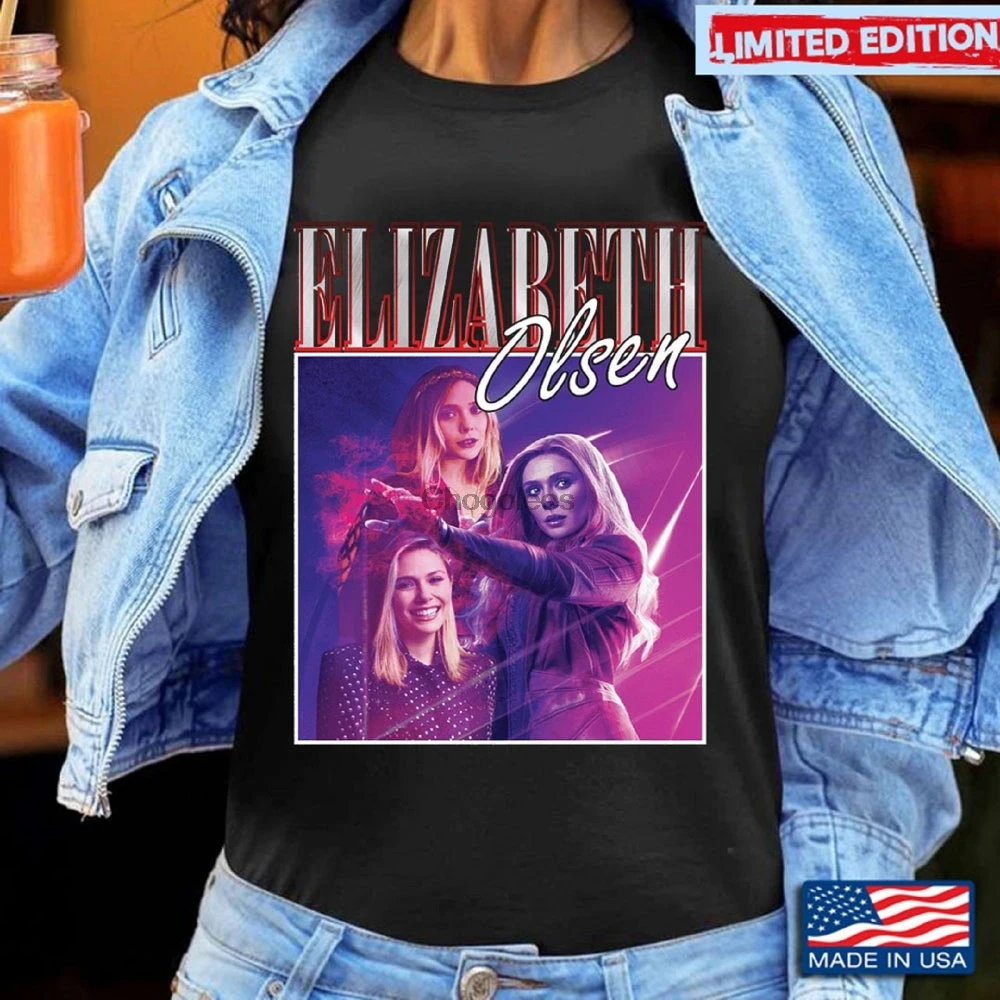 Винтажная ретро-футболка Элизабет Олсен Подарочная футболка для мужчин и женщин