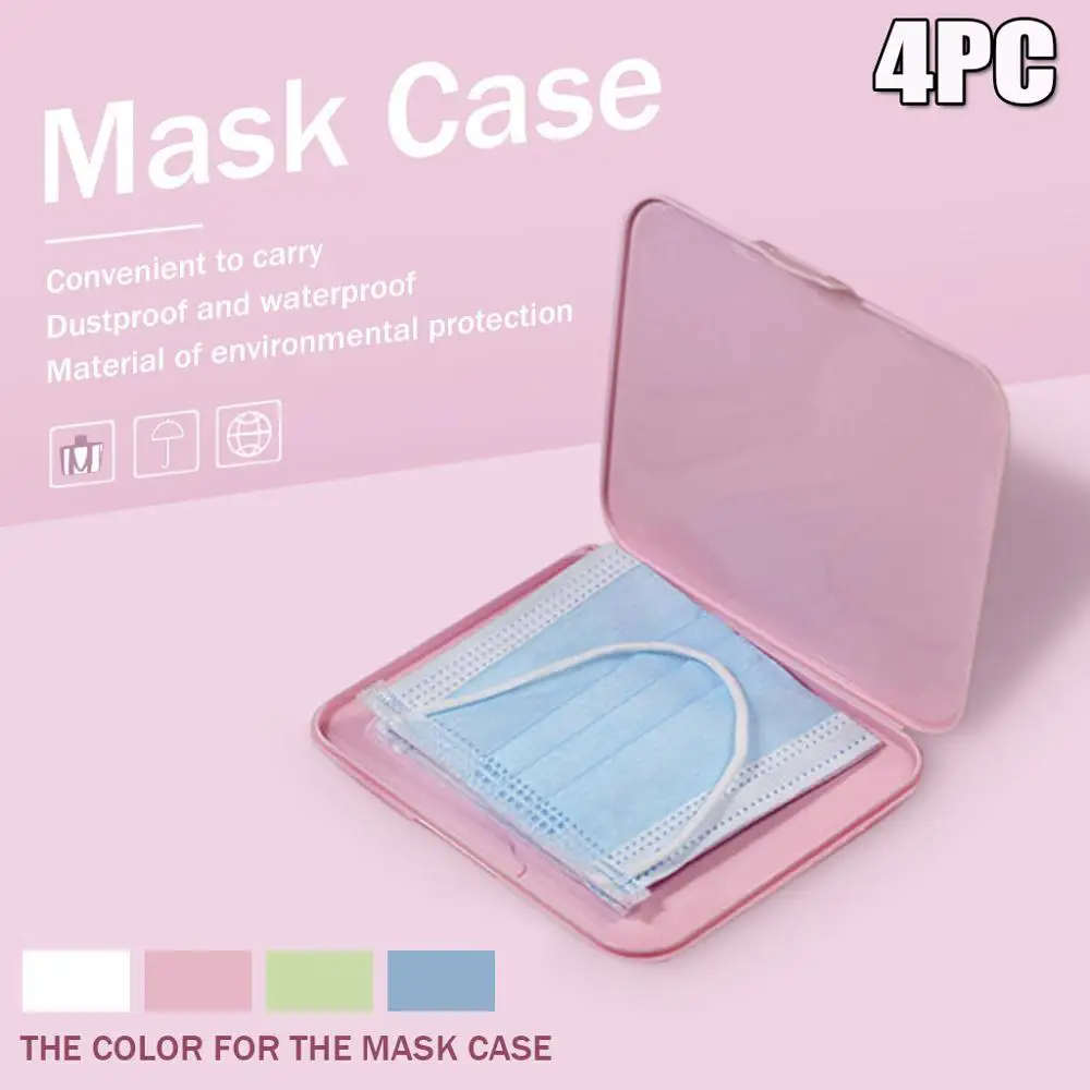 

4PC Fashion Portable Facemask Holder Face Mask Storage Box Case Save Mask Boxes caja para guardar mascarillas Boxes Storage