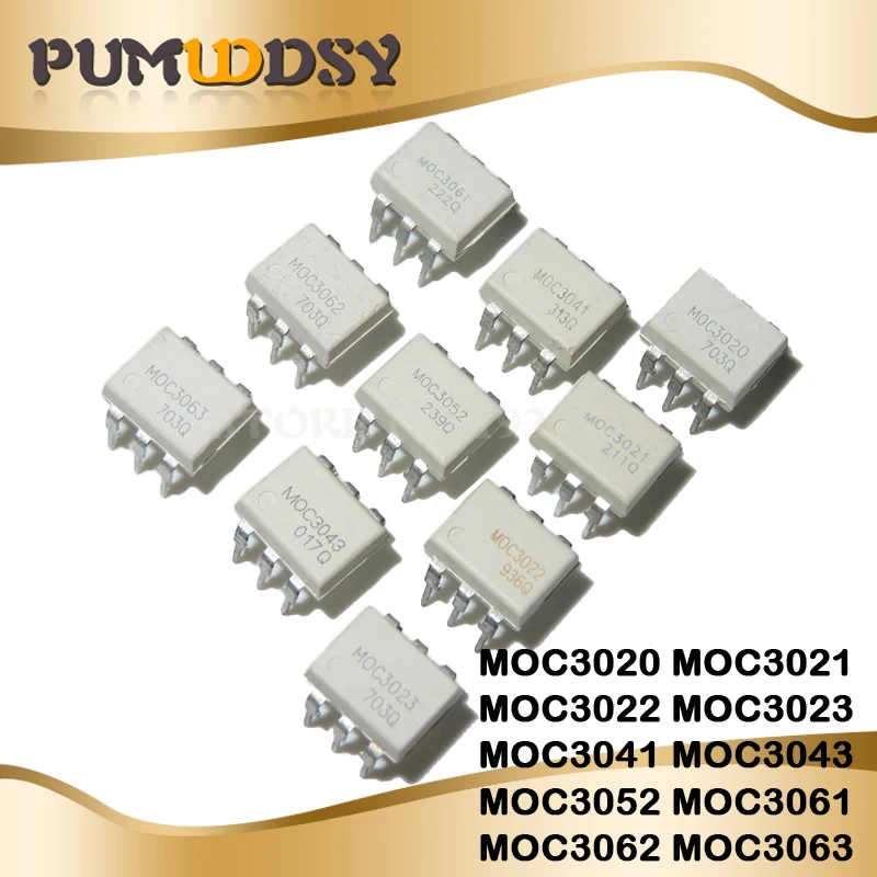 10 шт. MOC3020 MOC3021 MOC3022 MOC3023 MOC3041 MOC3043 MOC3052 MOC3061 MOC3062 MOC3063 DIP6 DIP и IC