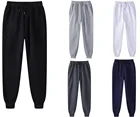Брюки спортивные мужские и женские, Брендовые повседневные модные однотонные спортивные штаны для бега, черные белые, на осеньзиму