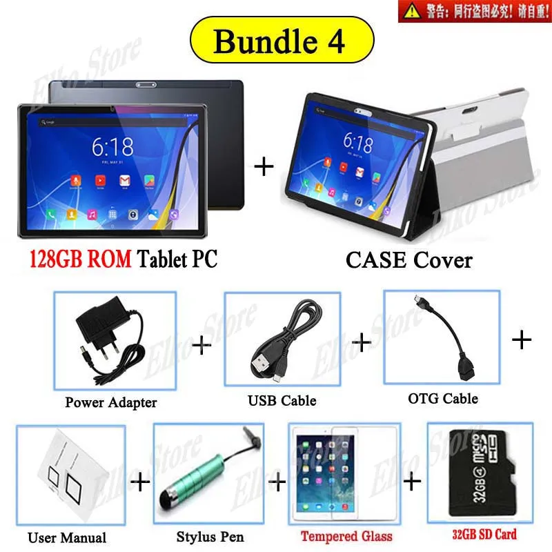 128G ROM Add Case DHL 10 дюймов 2.5D стекло планшетный ПК Android 8,1 Deca Core 4G LTE 6 Гб RAM 128 Гб ROM 1920*1200 IPS A-GPS планшет 10 10,1+ подарки - Комплект: 128G ROM Add Case