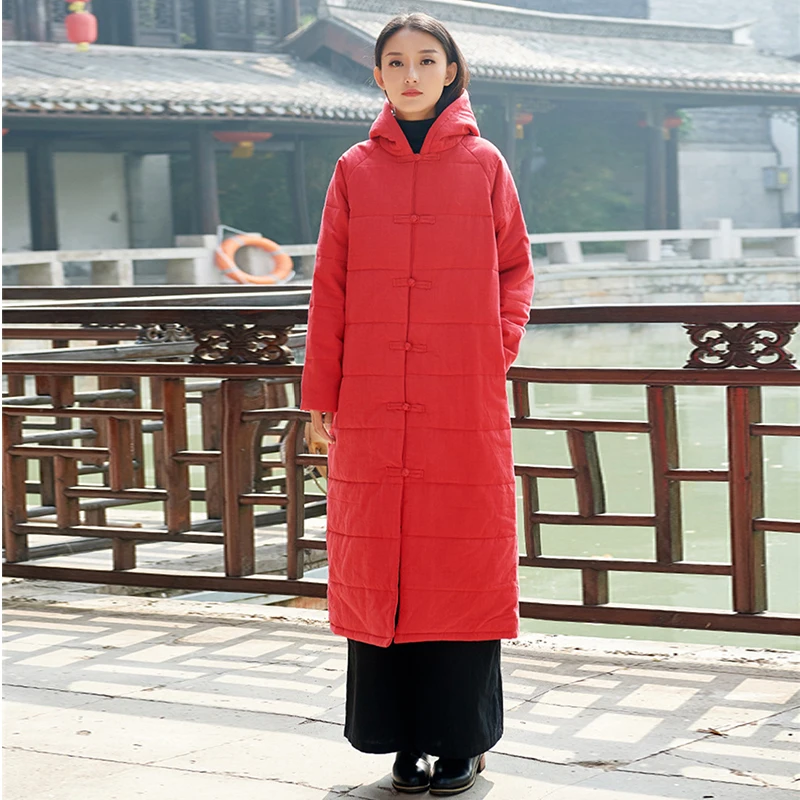 Женская парка с капюшоном Hisenky длинная винтажная Теплая стеганая куртка в