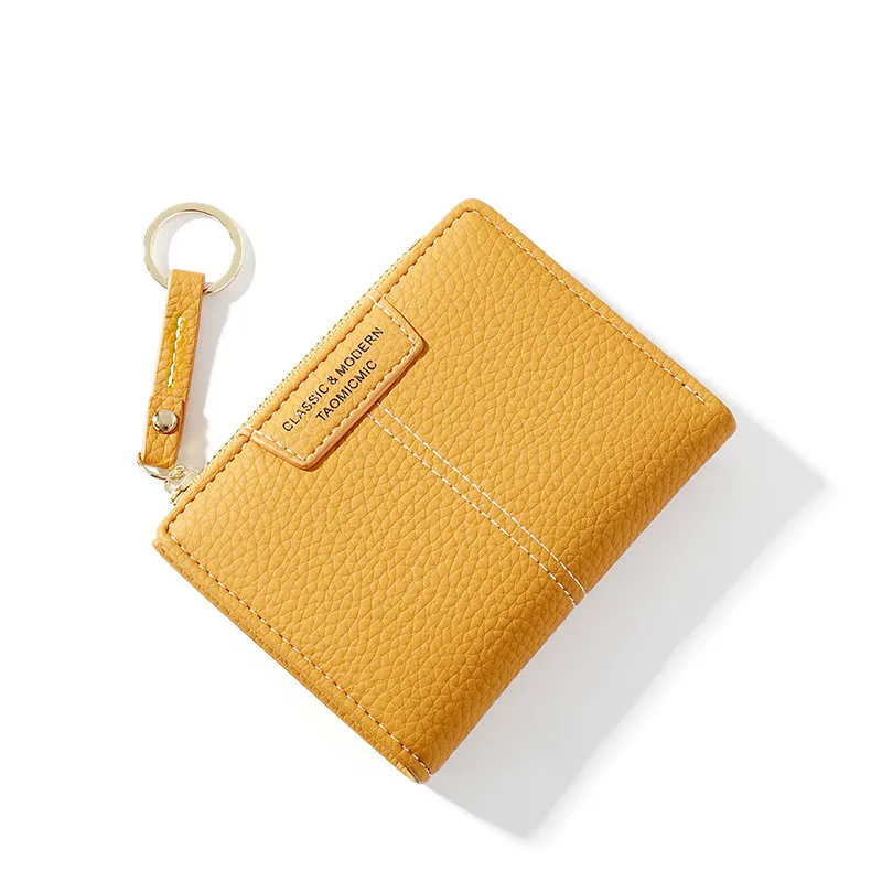 

Brand Yellow Women Wallet Soft PU Leather Female Purse Mini Hasp Card Holder Coin Short Wallets Slim Small Purse Zipper Keychain