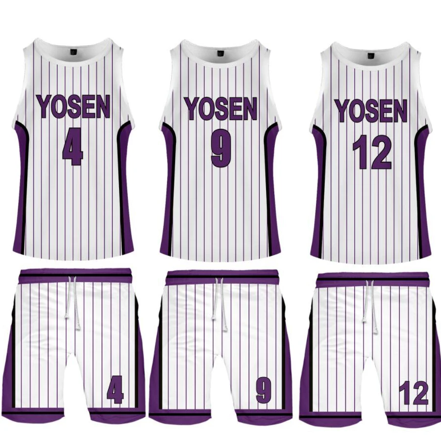 

Anime Kuroko No Basuke Basket Yosen School Uniform Murasakibara Atsushi Jersey Sportswear Men T Shirt Shorts Set Cosplay Costume