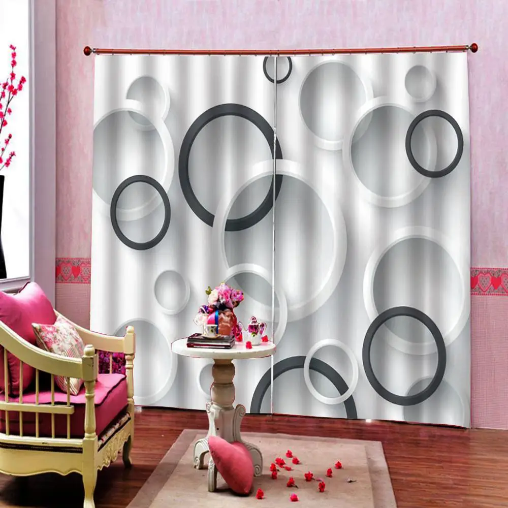 

Custom 3D Curtain for bedroom modern style circle 3d curtains for living room home decor