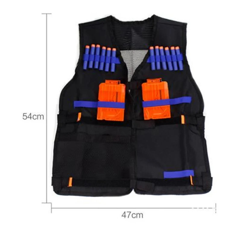 

For Children Kids Black Tactical Equipment Waistcoat Holder Elite Pistol Bullets Toy Gun Clip Dart Outdoor Game Equipment