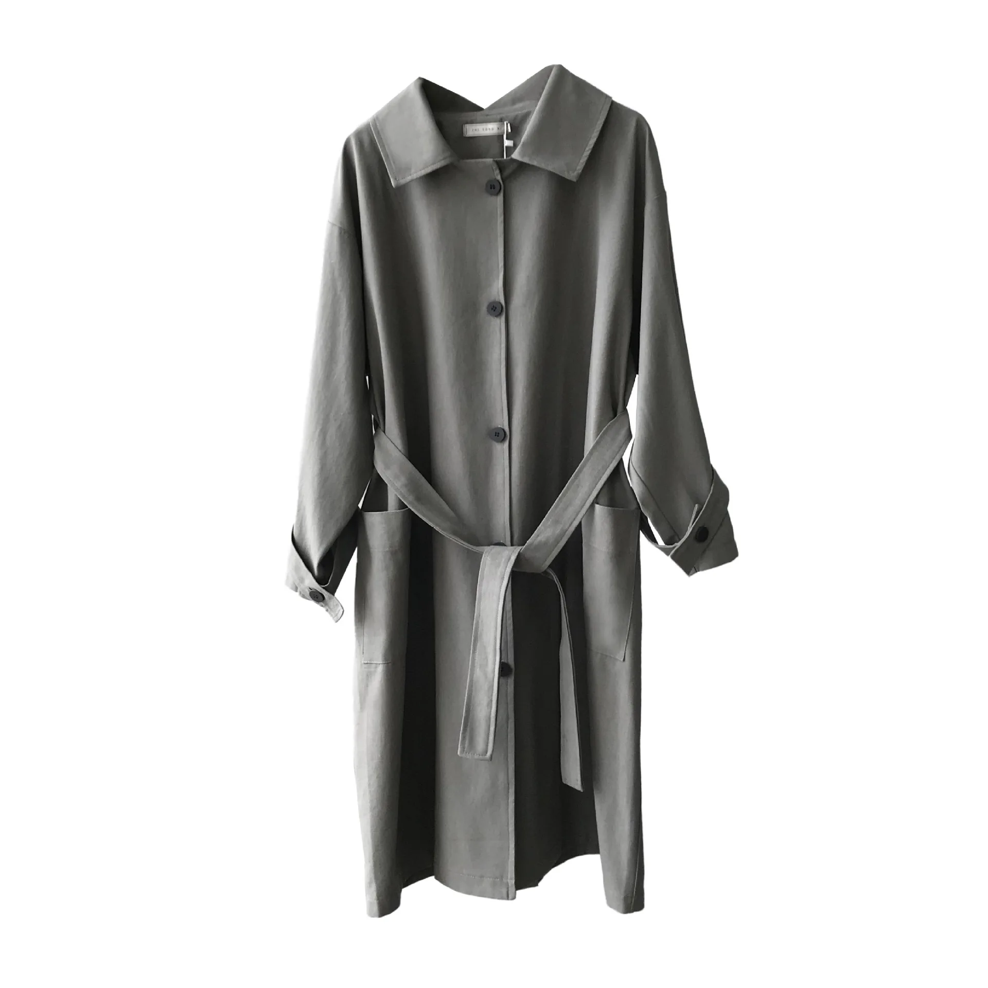 Женский Длинный однотонный тренчкот на пуговицах сзади|Женские пальто| |