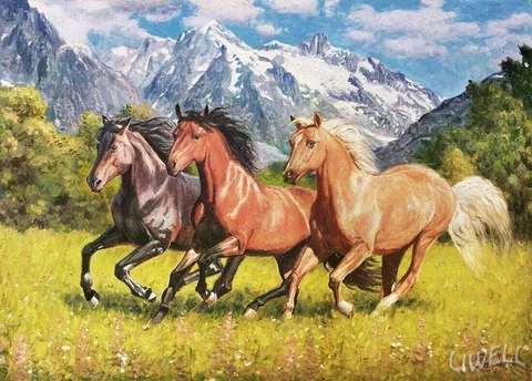 Алмазная 5d картина «сделай сам», рисунок с рисунком лошади, бега, животного, дух свободы, мозаика, Набор для вышивки крестиком, домашний декор