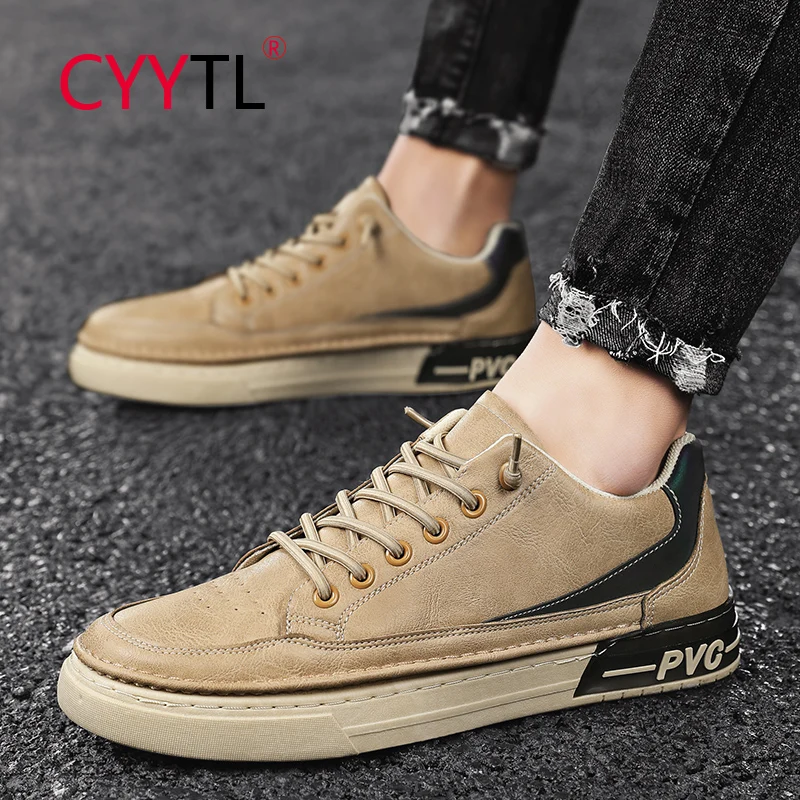 

CYYTL Spring Low Top Leather Men's Casual Running Shoes Student Waterproof Sneakers Wear-Resistant Footwear Scarpe Uomo Sportive