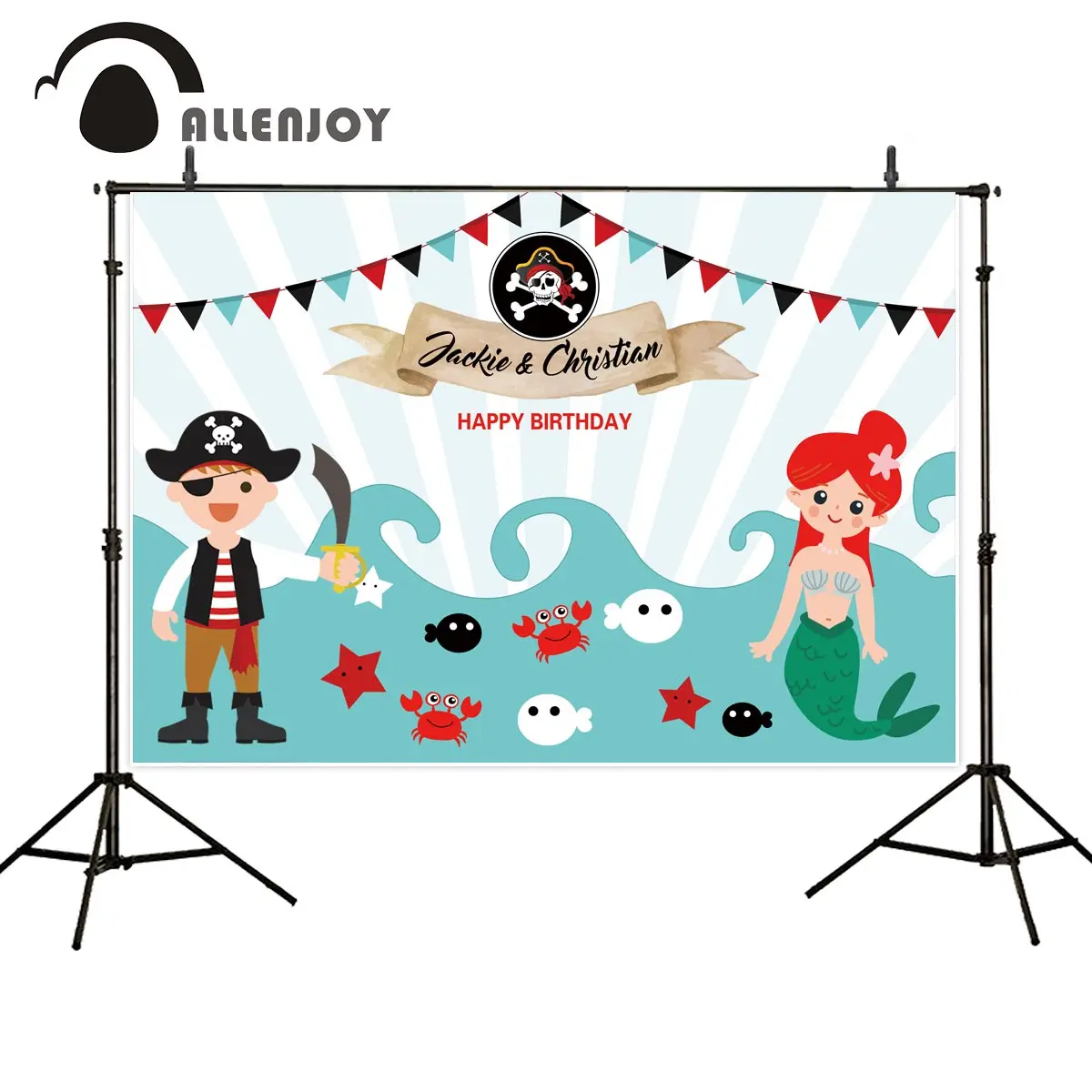 Allenjoy фон для фотосессии Пиратская маленькая Русалочка С Днем Рождения вечерние