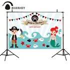 Allenjoy фон для фотосессии Пиратская маленькая Русалочка С Днем Рождения вечерние детские Пользовательские Баннер фон для фотосъемки обои