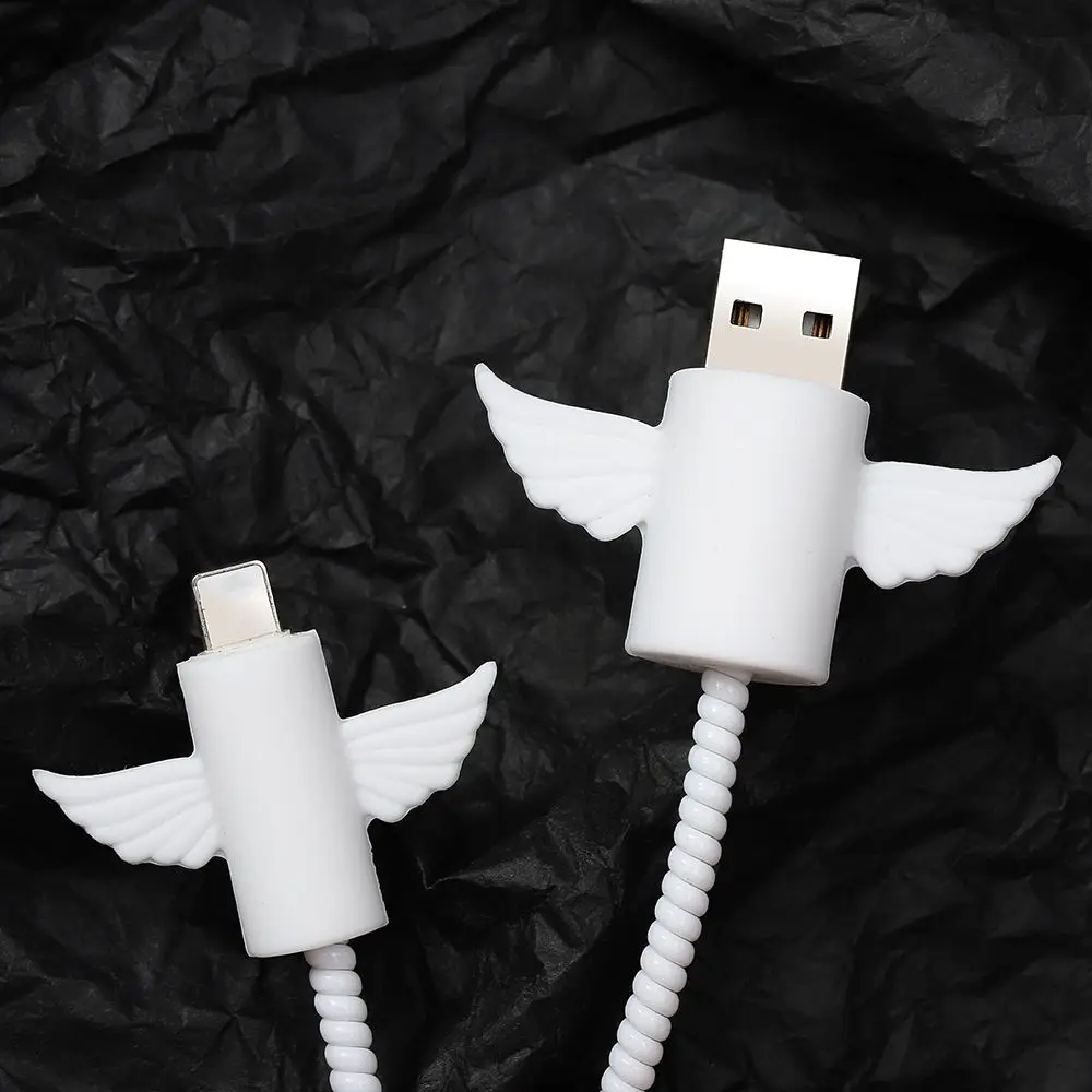2 шт./компл. мягкий милый держатель кабеля для передачи данных ангельские крылья