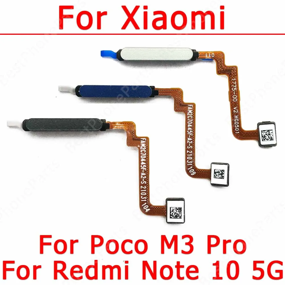 

Original for Xiaomi Mi Poco M3 Pro Redmi Note 10 5G Fingerprint sensor home button ribbon flex cable replacement Spare Parts