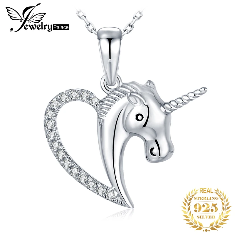 Jдворцовое серебряное ожерелье с подвеской в виде единорога Серебряное колье 925