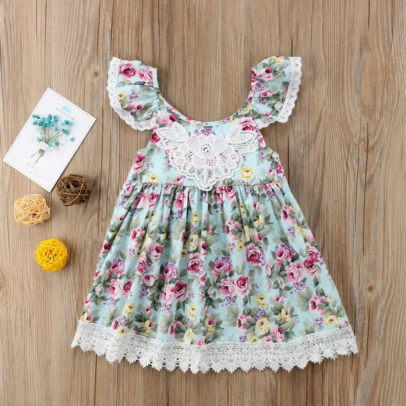 Summer Cute Baby Kid Girl Dress Toddler Princess Party Floral Print Tutu Dresses | Детская одежда и обувь
