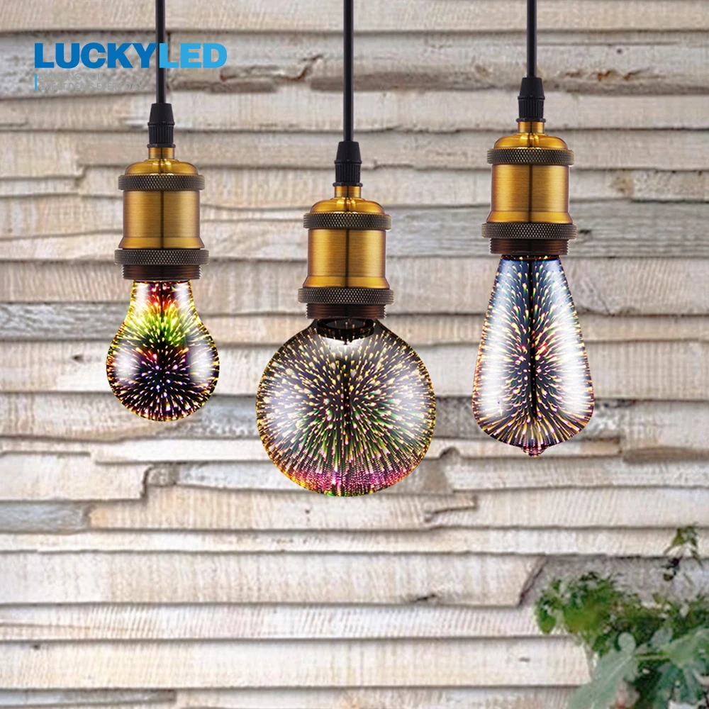 LUCKYLED E27 светодиодный 3D украшения светильник лампы A60 ST64 G80 G95 G125 светодиодный светильник AC220V 240V 110 в ретро-стиле, стилизованные под языки пламени Новинка праздничный светильник s