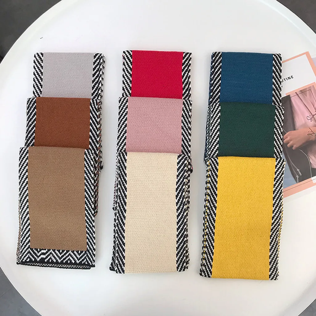 Зимний шарф Женский клетчатый женский модный короткий в полоску вязаный