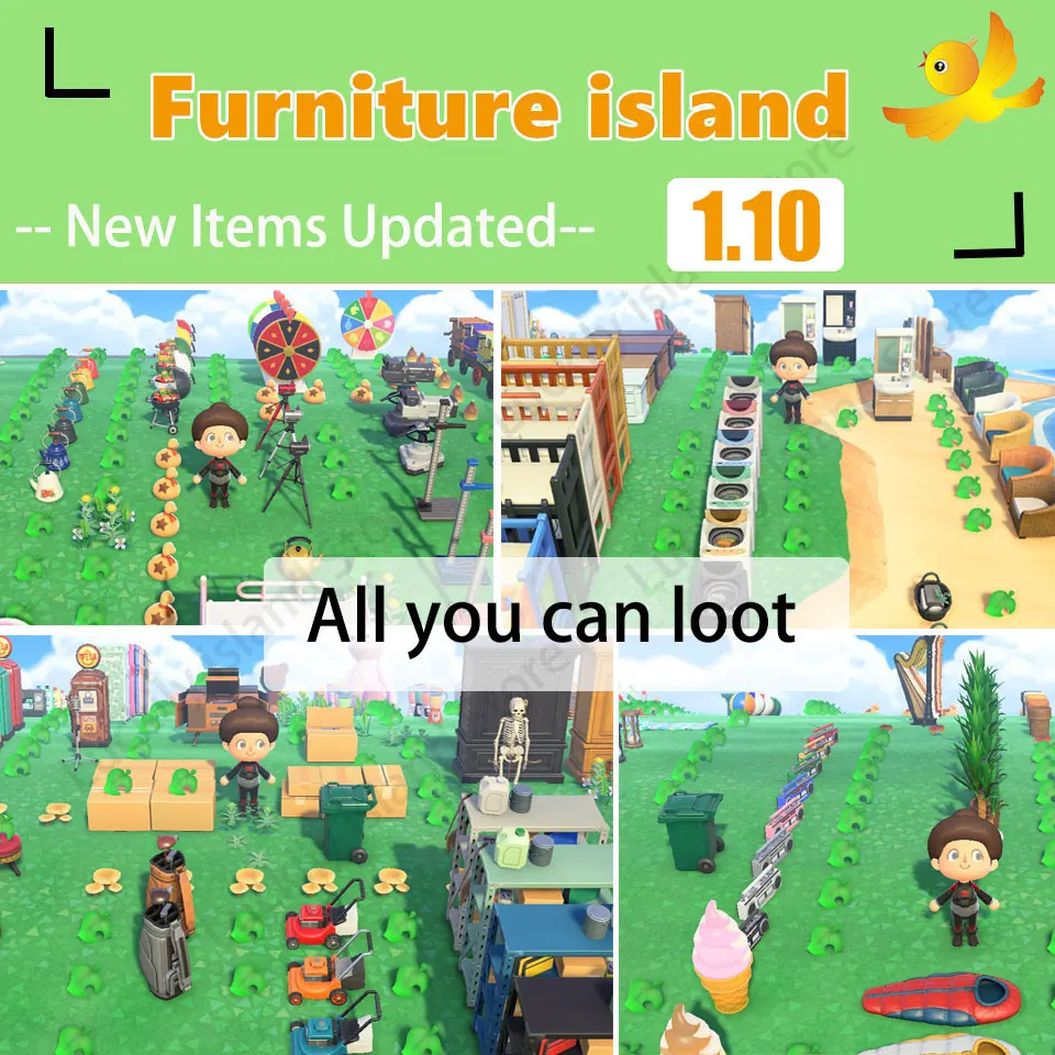 

Animal crossing Furniture island/Cothes/KK Music/Nook Mile Tickets/Bells/ Dodo code Service Dream Island