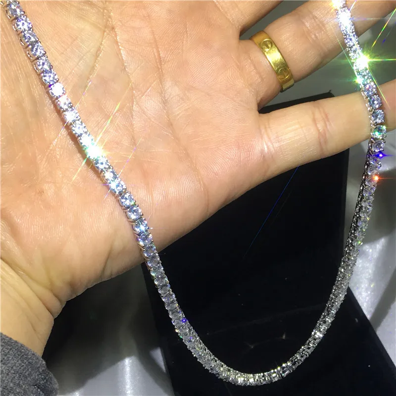 3 Colors Hiphop Tennis Necklace 4mm AAAAA Cz Silver Color Party Wedding Necklace for women Men Lovers Fashion Diamond Jewelry