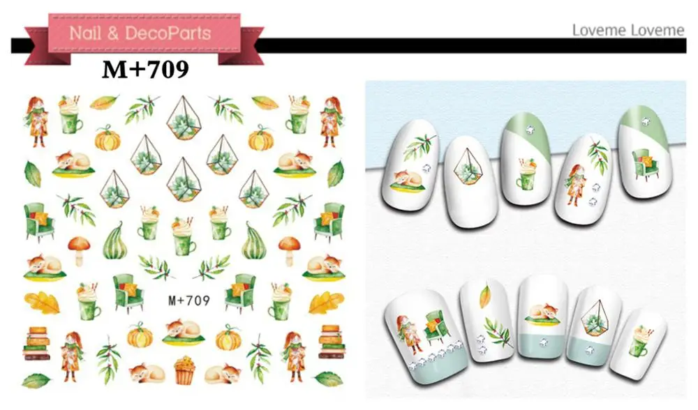 20 1 лист, стикеры 3D на ногти Nail Art, осенняя Тема, цветные кленовые листья, переводная наклейка для ногтей, сделай сам, красивые дизайнерские украшения - Цвет: 20