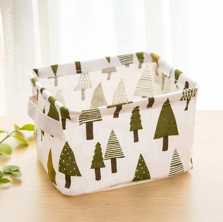 Christmas Tree Коробка для мелочей с ручкой настольная Милая печатная складная корзина - Цвет: Christmas Tree