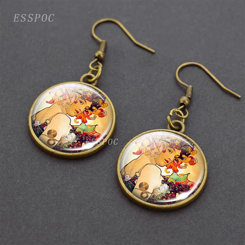 Винтажные серьги в виде богини Осенний урожай ювелирные изделия Alphonse Fly