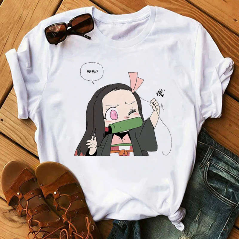 

Women Kawaii Cartoon Blade of Ghost Graphic T-shirt Demon Slayer T Shirt Unisex Kimetsu No Yaiba Anime Demon Blade Cool Tshirt